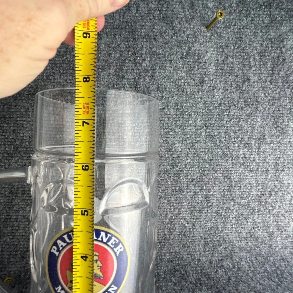 Paulaner Munchen Plastic Beer Stein Mug Made in US Deutsches Haus 90th Ann Clear